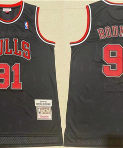 Men's Chicago Bulls #91 Dennis Rodman Black 1997-98 Throwback Stitched Jersey