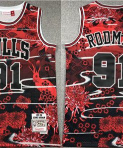Men's Chicago Bulls #91 Dennis Rodman Black Red Stitched Jersey