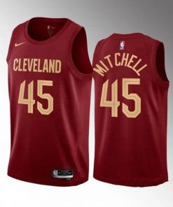 Men's Cleveland Cavaliers #45 Donovan Mitchell Red Stitched Jersey