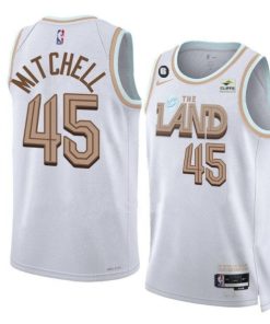 Men's Cleveland Cavaliers #45 Donovan Mitchell White 2022-23 City Edition With NO6. Patch Stitched Jersey