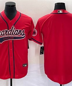 Men's Cleveland Guardians Blank Red With Patch Cool Base Stitched Baseball Jersey