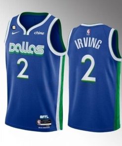 Men's Dallas Mavericks #2 Kyrie Irving Blue 2022-23 City Edition With NO.6 Patch Stitched Basketball Jersey