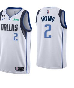 Men's Dallas Mavericks #2 Kyrie Irving White Association Edition With No.6 Patch Stitched Basketball Jersey