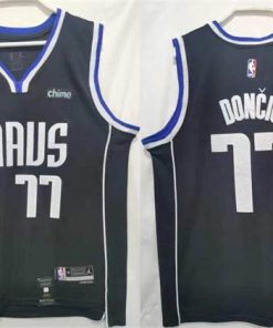 Men's Dallas Mavericks #77 Luka Doncic Black Stitched Jersey