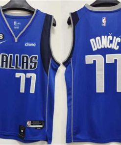 Men's Dallas Mavericks #77 Luka Doncic Blue No.6 Patch Stitched Jersey