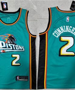 Men's Detroit Pistons #2 Cade Cunningham Blue Stitched Jersey
