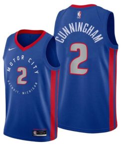 Men's Detroit Pistons #2 Cade Cunningham Navy Stitched Jersey