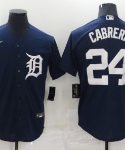 Men's Detroit Tigers #24 Miguel Cabrera Navy Cool Base Stitched Jersey