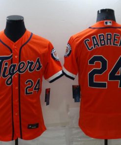 Men's Detroit Tigers #24 Miguel Cabrera Orange Flex Base Stitched Jersey