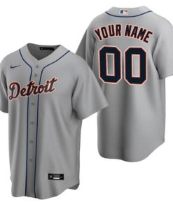 Men's Detroit Tigers ACTIVE PLAYER Custom Gray Cool Base Stitched Baseball Jersey