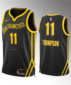 Men's Golden State Warriors #11 Klay Thompson Black 2023-24 City Edition Stitched Basketball Jersey