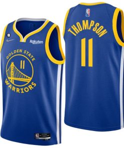 Men's Golden State Warriors #11 Klay Thompson Royal With No.6 Patch Stitched Jersey