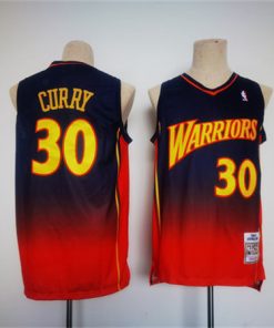 Men's Golden State Warriors #30 Stephen Curry Navy Red Throwback Stitched Jersey
