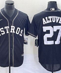 Men's Houston Astros #27 Jose Altuve Black Cool Base Stitched Baseball Jersey