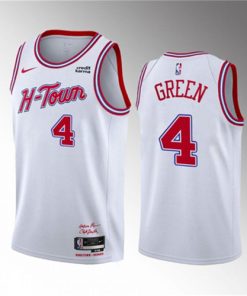 Men's Houston Rockets #4 Jalen Green White 2023-24 City Edition Stitched Jersey