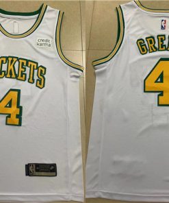 Men's Houston Rockets #4 Jalen Green White Stitched Basketball Jersey