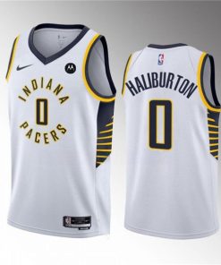 Men's Indiana Pacers #0 Tyrese Haliburton White Association Edition Stitched Basketball Jersey