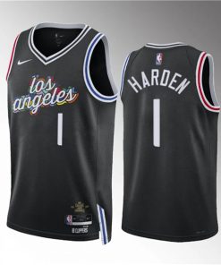 Men's Los Angeles Clippers #1 James Harden Black 2022-23 City Edition Stitched Jersey