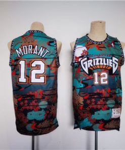 Men's Memphis Grizzlies #12 Ja Morant Green Black Red Stitched Jersey