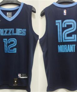 Men's Memphis Grizzlies #12 Ja Morant Navy With NO.6 Patch Stitched Jersey