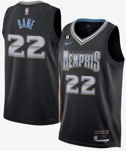Men's Memphis Grizzlies #22 Desmond Bane Black 2022 23 City Edition With NO.6 Patch Stitched Basketball Jersey