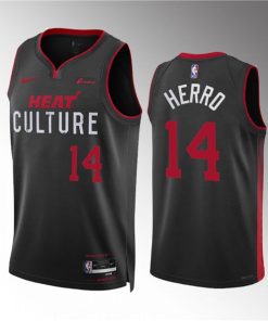 Men's Miami Heat #14 Tyler Herro Black 2023-24 City Edition Stitched Basketball Jersey