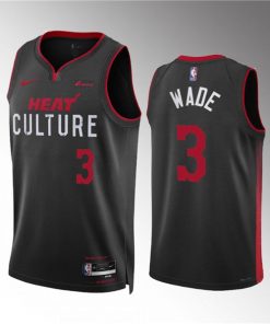 Men's Miami Heat #3 Dwyane Wade Black 2023-24 City Edition Stitched Basketball Jersey