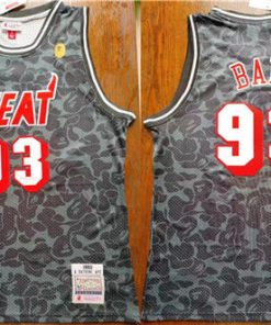 Men's Miami Heat #93 Bape Black Throwback Basketball Jersey