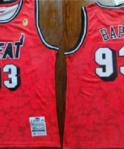 Men's Miami Heat #93 Bape Red Throwback Basketball Jersey