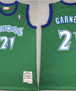 Men's Minnesota Timberwolves #21 Kevin Garnett Green Throwback Stitched Jersey