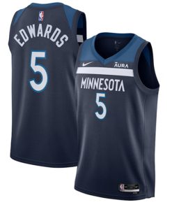 Men's Minnesota Timberwolves #5 Anthony Edwards Navy Icon Edition Stitched Jersey