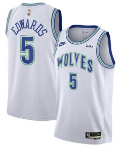 Men's Minnesota Timberwolves #5 Anthony Edwards White 2023-24 Classic Edition Stitched Jersey