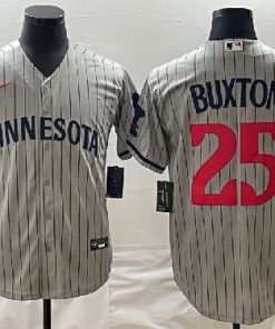 Men's Minnesota Twins #25 Byron Buxton Gray Cool Base Stitched Jersey