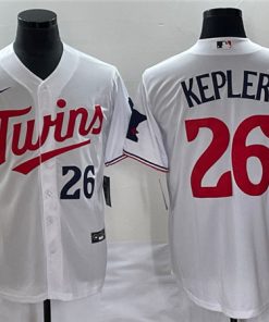 Men's Minnesota Twins #26 Max Kepler White Cool Base With Patch Stitched Baseball Jersey