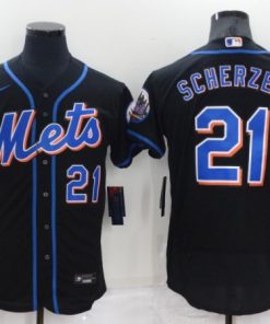 Men's New York Mets #21 Max Scherzer Black Flex Base Stitched Jersey