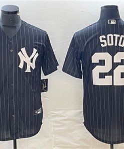 Men's New York Yankees #22 Juan Soto Black Cool Base Stitched Baseball Jersey