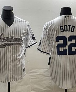 Men's New York Yankees #22 Juan Soto White Cool Base Stitched Baseball Jersey
