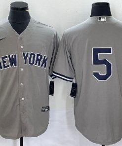Men's New York Yankees #5 Joe DiMaggio Grey Cool Base Stitched Baseball Jersey