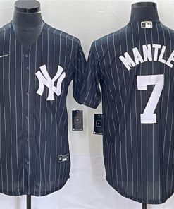 Men's New York Yankees #7 Mickey Mantle Black Cool Base Stitched Baseball Jersey