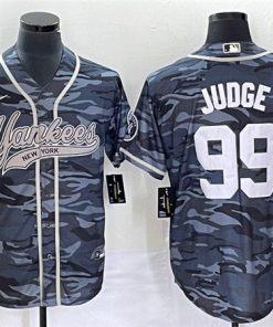 Men's New York Yankees #99 Aaron Judge Gray Camo With Patch Cool Base Stitched Baseball Jersey