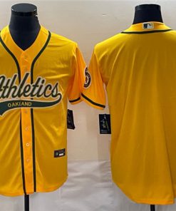Men's Oakland Athletics Blank Yellow Cool Base Stitched Baseball Jersey