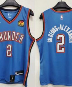 Men's Oklahoma City Thunder #2 Shai Gilgeous-Alexander Blue With NO.6 Patch Stitched Jersey