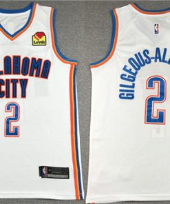 Men's Oklahoma City Thunder #2 Shai Gilgeous-Alexander White With NO.6 Patch Stitched Basketball Jersey