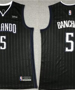 Men's Orlando Magic #5 Paolo Banchero Black With No.6 Patch Icon Edition Stitched Swingman Jersey