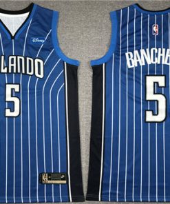 Men's Orlando Magic #5 Paolo Banchero Blue With No.6 Patch Icon Edition Stitched Swingman Jersey