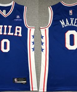 Men's Philadelphia 76ers #0 Tyrese Maxey Royal 75th Anniversary Icon Edition Swingman Stitched Jersey