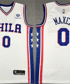 Men's Philadelphia 76ers #0 Tyrese Maxey White 75th Anniversary Association Edition Swingman Stitched Jersey