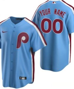 Men's Philadelphia Phillies Active Player Custom Light Blue Alternate Cool Base Stitched Baseball Jersey