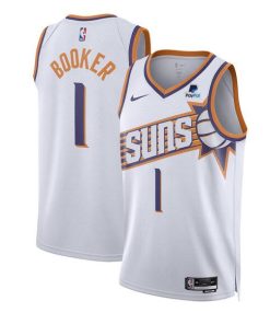 Men's Phoenix Suns #1 Devin Booker White 2023 Association Edition Stitched Basketball Jersey