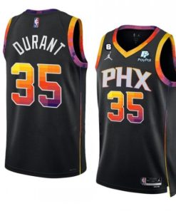 Men's Phoenix Suns #35 Kevin Durant Black 2022-23 Statement Edition With No.6 Patch Stitched Basketball Jersey